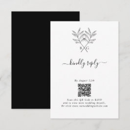 Minimalistisk botaniska Rustic Monogram Bröllop Tilläggskort