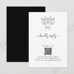 Minimalistisk botaniska Rustic Monogram Bröllop Tilläggskort