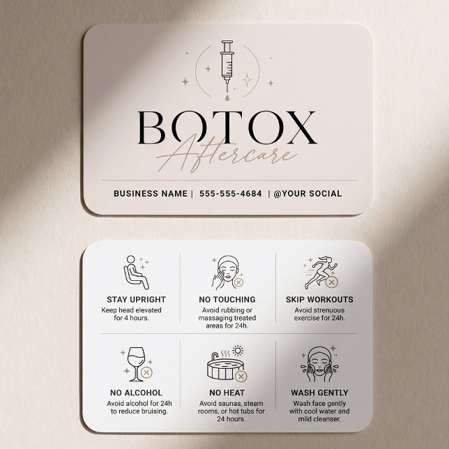 Minimalistisk Botox eftervårdsinstruktionskort Visitkort (Skapare uppladdad)