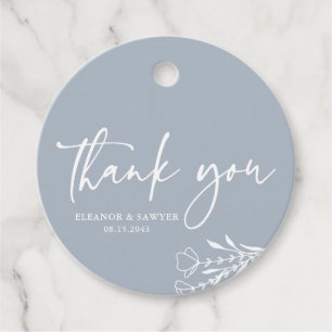 Minimalistisk Bouquet Dusty Blue Bröllop Tack Gåvor Etiketter