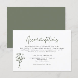 Minimalistisk Bouquet-inkvartering för Taupe-Grönt Tilläggskort