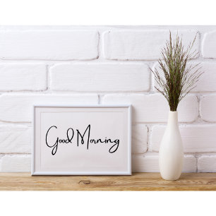 Minimalistisk "Bra Morgon", enkel svart typografi Poster