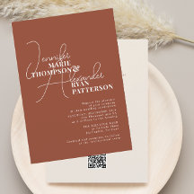 Minimalistisk bränd orange allt-i-ett med RSVP QR-