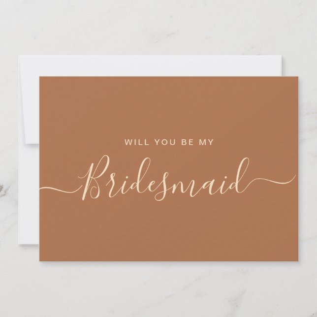 Minimalistisk bränd Orange, Bridesmaid Frieri Inbjudningar (Framsida)