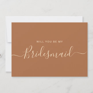 Minimalistisk bränd Orange, Bridesmaid Frieri Inbjudningar