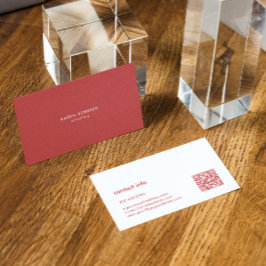 Minimalistisk, bränd, röd, vit typografi visitkort