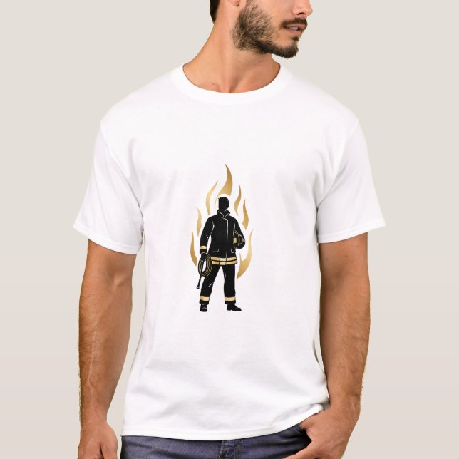 Minimalistisk brandmannaskjorta brandman present t shirt (Framsida)