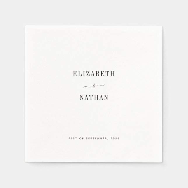 Minimalistisk Bride & Groom Bröllop Pappersservett (Framsidan)