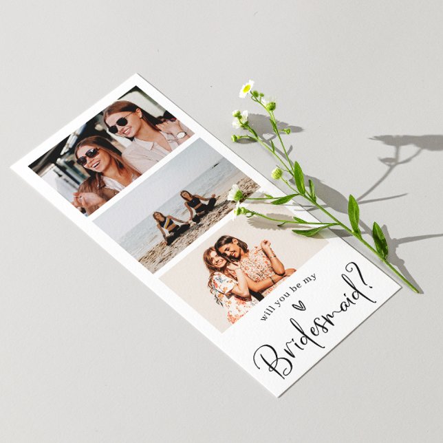 Minimalistisk Bridesmaid Frieri Photo Collage Inbjudningar (Skapare uppladdad)