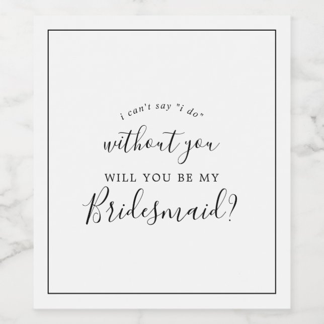 Minimalistisk Bridesmaid Frieri Vinflaska Etikett (Singel etikett)