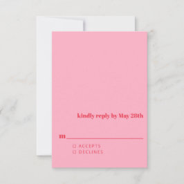 Minimalistisk Bright Red Rosa Modern Simple Bröllo OSA Kort