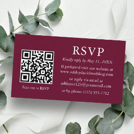 Minimalistisk Bröllop Burgundy QR-OSA Tilläggskort