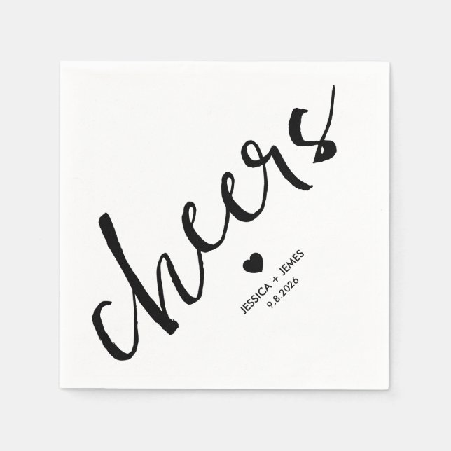 Minimalistisk Bröllop Cheers Pappersservett (Framsidan)