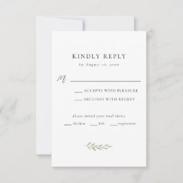 Minimalistisk bröllop elegant modern grönska manus OSA kort