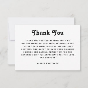 Minimalistisk Bröllop Elegant Modern Typografi Tack Kort