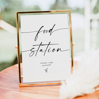 Minimalistisk Bröllop Food Station-signal Poster