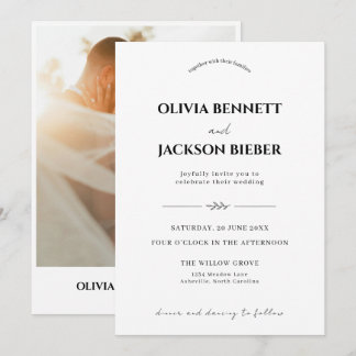 Minimalistisk bröllop med elegant modern typografi inbjudningar