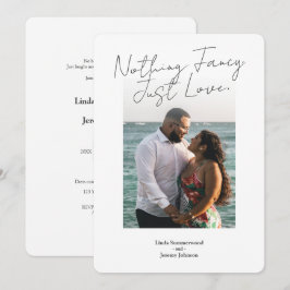 Minimalistisk bröllop med foto | Inget fancy Inbjudningar
