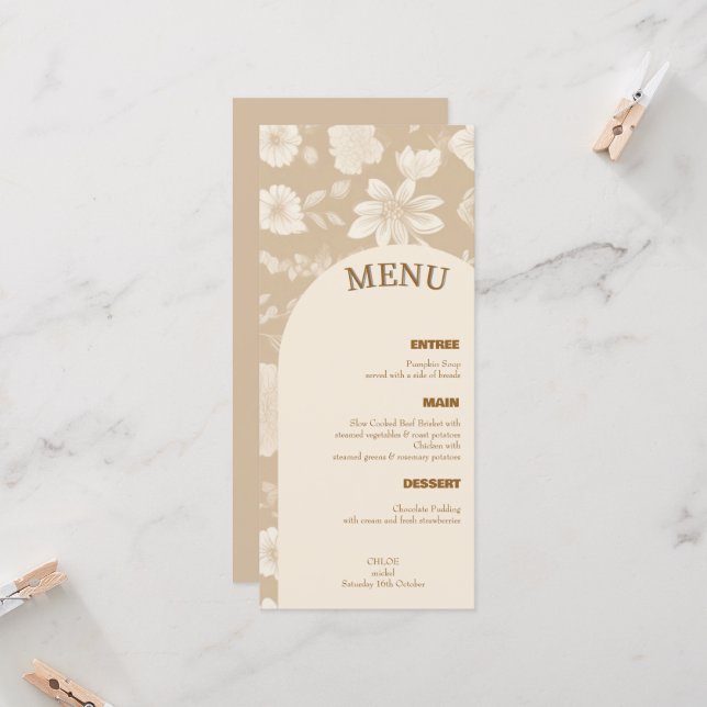 Minimalistisk Bröllop Menu (Fram/Back In Situ)