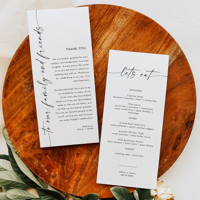 Minimalistisk Bröllop Menu, Bröllop Menu-kort (Skapare uppladdad)