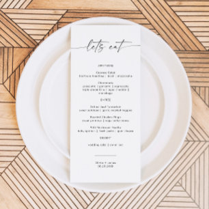 Minimalistisk Bröllop Menu, Bröllop Menu-kort Meny