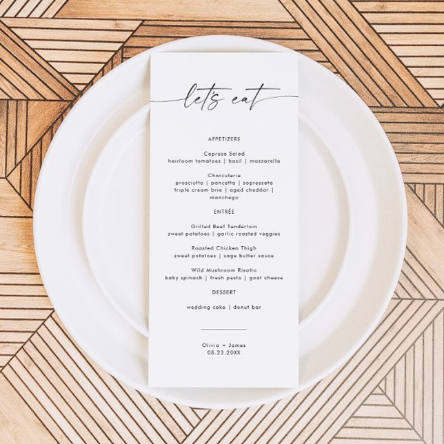 Minimalistisk Bröllop Menu, Bröllop Menu-kort Meny (Skapare uppladdad)