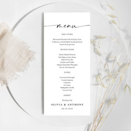 Minimalistisk Bröllop Menu Meny