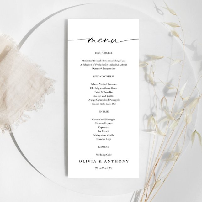 Minimalistisk Bröllop Menu Meny (Skapare uppladdad)