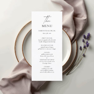 Minimalistisk Bröllop Menu Svartvitt för elegant Meny