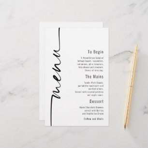 Minimalistisk Bröllop-meny för budgetkalligrafi