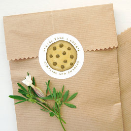 Minimalistisk Bröllop-minialist, ta en cookie Runt Klistermärke