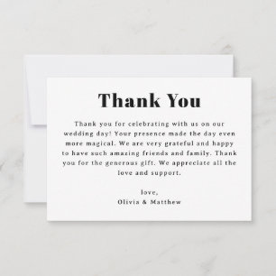 Minimalistisk Bröllop Modern Neutral Typografi Tack Kort