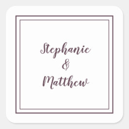 Minimalistisk Bröllop Modern Tacksamhet Lila Fyrkantigt Klistermärke