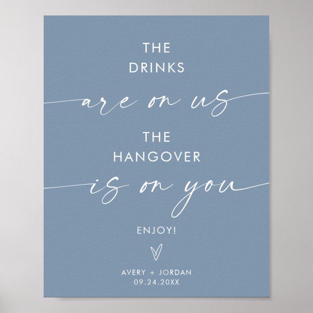 Minimalistisk Bröllop Open Pub-signal | Modern Pub Poster (Framsidan)
