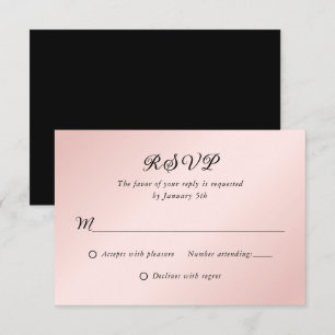 Minimalistisk Bröllop OSA för Rosa, svart Elegant Kort