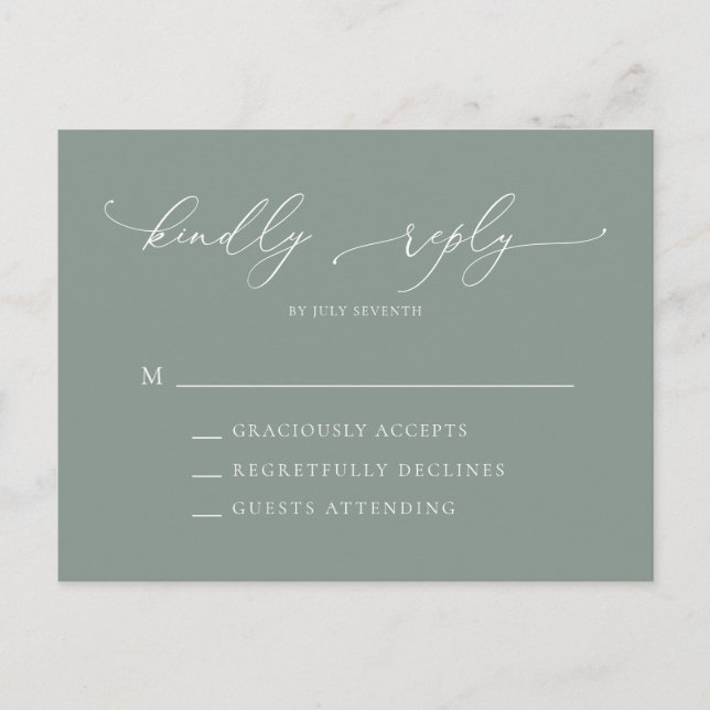 Minimalistisk Bröllop OSA för Sage Grönt Vykort (Framsida)