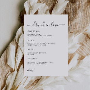 Minimalistisk Bröllop Pub-menu-signering i Kärlek. Inbjudningar
