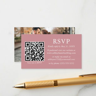 Minimalistisk Bröllop QR Photo Dusty Ro OSA Tilläggskort