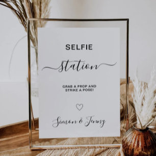 Minimalistisk Bröllop Selfie Station-skylt. Inbjudningar
