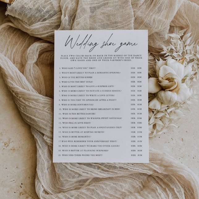 Minimalistisk Bröllop Shoe-spelmall. Inbjudningar (Minimalist Wedding Shoe Game Template, Invitation)