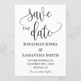 Minimalistisk Bröllop spara datum enkel modern Inbjudningar