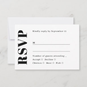 Minimalistisk Bröllop. Svart & Vit Ren Typografi OSA Kort