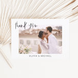 Minimalistisk Bröllop-Tack-foto Tack Kort<br><div class="desc">Tack,  bröllop,  ni kort som har ett foto på framsidan och baksidan. Tack-korten innehåller en modern handskriven kursiv skripttypografi som är elegant,  enkel och modern till använda efter att du minimalistiskt enkelt bröllopsdag firande.</div>