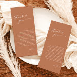 Minimalistisk Bröllop Tackkort, Boho Terracotta<br><div class="desc">Den här vackra Tackkortet i Bröllop har en handskriven kalligrafi med en minimalistisk modern layout - en perfekt accent för din bröllop eller speciella händelse. Använda det här tackkortet för alla tillfälle, vare sig det är din bröllop, möhippa eller babydusch, förlovningsfest, pension party... spelar ingen roll du vill ha! Redigera...</div>