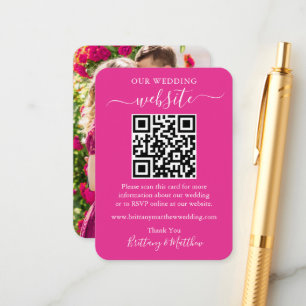 Minimalistisk Bröllop-webbplats, foto QR Shock ros Tilläggskort