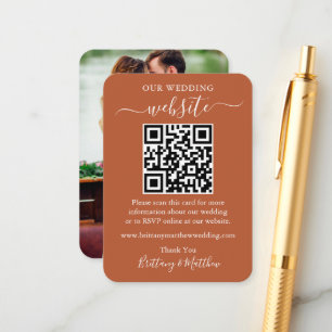 Minimalistisk Bröllop-webbplats: Foto QR Terracott Tilläggskort