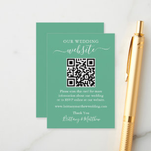 Minimalistisk Bröllop-webbplats QR Neo Mint-Grönt Tilläggskort