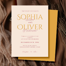 Minimalistisk brölloppsfest i rosa och guld inbjudningar