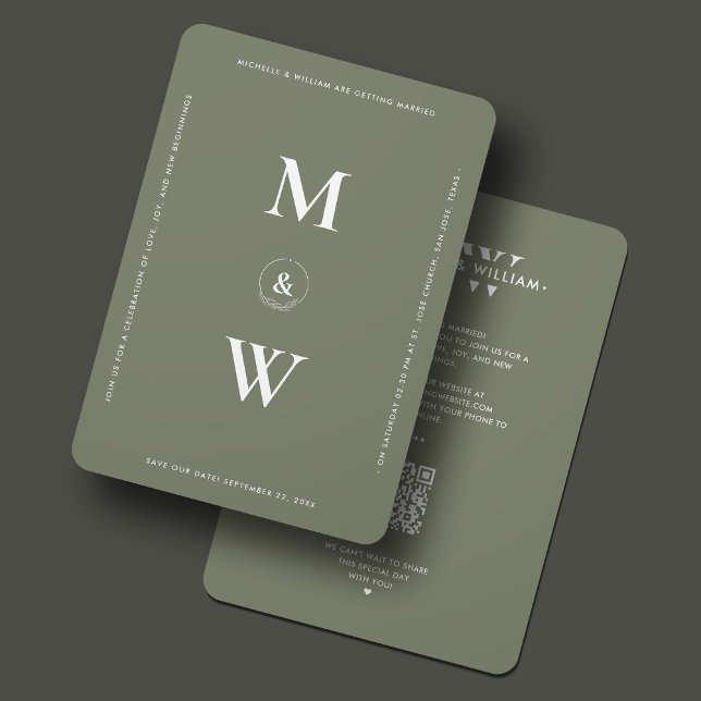 Minimalistisk bröllopsbudget Monogram Sage Modern  Spara Datumet (Minimalist Wedding Budget Monogram Sage Modern Save The Date
)
