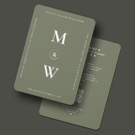 Minimalistisk bröllopsbudget monogram salvia moder spara datumet